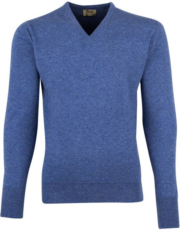William Lockie v-hals trui blauw kasjmier
