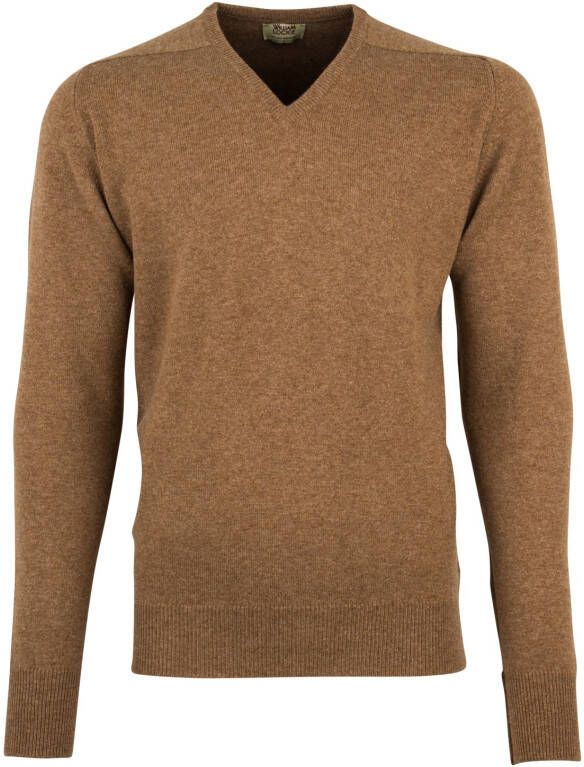 William Lockie v-hals trui cognac lamswol