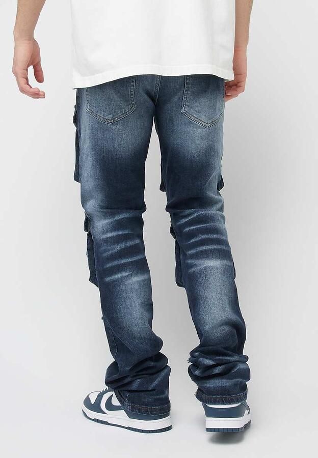 2Y STUDIOS Esteban Multi Pocket Skinny Men Spijkerbroeken blauw Kleding - Foto 2