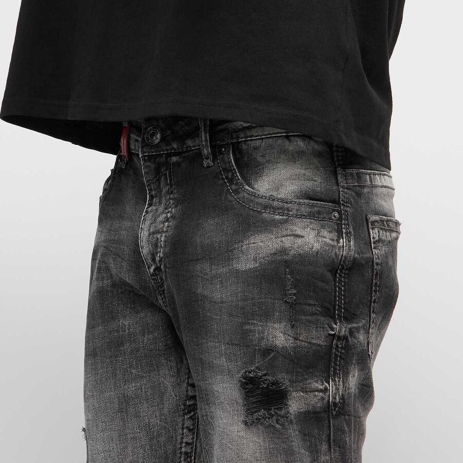 2Y STUDIOS Fernando Destroyed Slim Fit Jeans Men Spijkerbroeken grijs Kleding