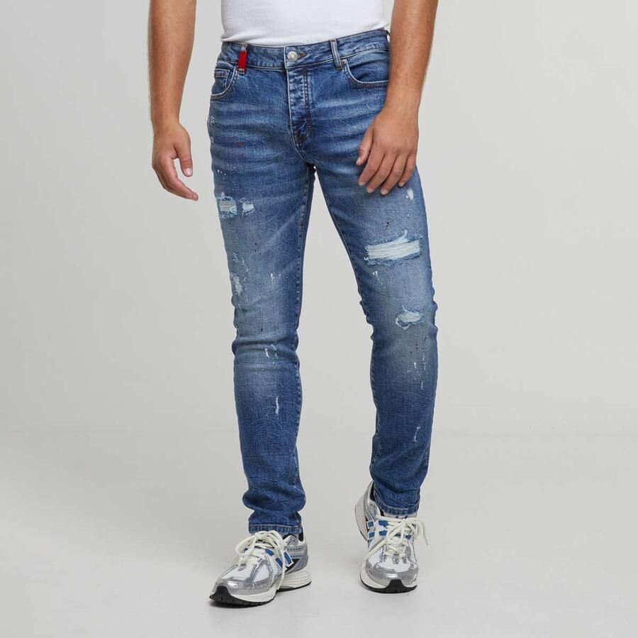 2Y STUDIOS Julio Ripped Slim Fit Jeans Men Spijkerbroeken blauw Kleding - Foto 3