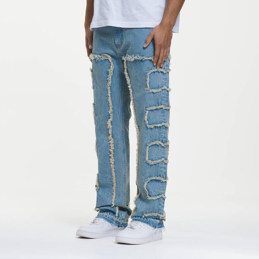 2Y STUDIOS Kosa Destroyed Straight Jeans Men Spijkerbroeken blauw Kleding - Foto 3
