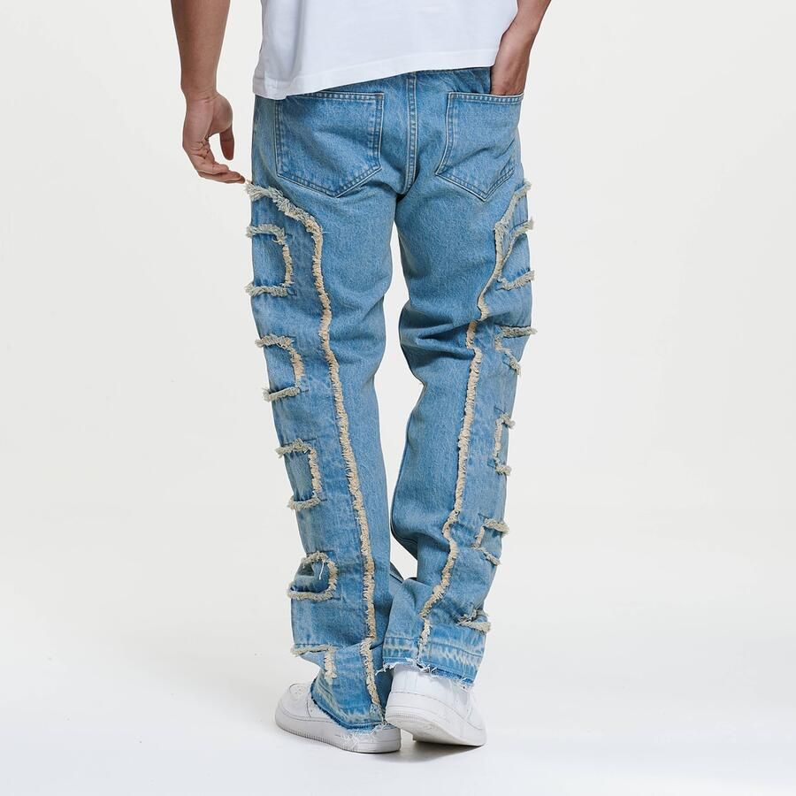 2Y STUDIOS Kosa Destroyed Straight Jeans Men Spijkerbroeken blauw Kleding