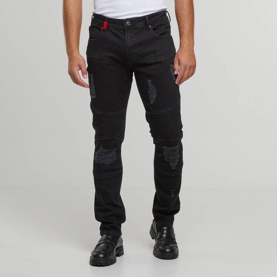 2Y STUDIOS Oscar Ripped Slim Fit Jeans Men Spijkerbroeken zwart Kleding - Foto 3