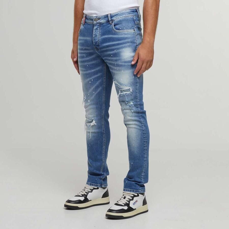 2Y STUDIOS Victor Ripped Slim Fit Jeans Men Spijkerbroeken blauw Kleding - Foto 3