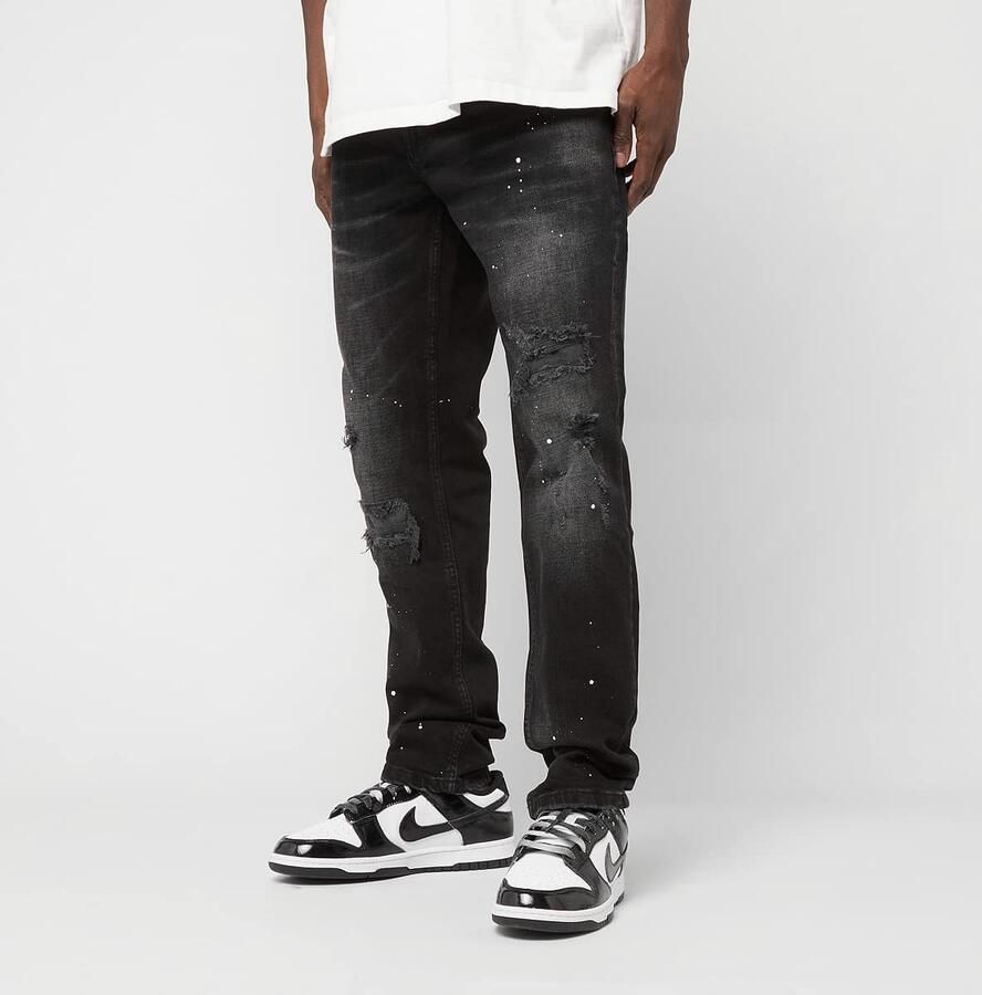 2Y STUDIOS Victor Ripped Slim Fit Jeans Men Spijkerbroeken zwart Kleding - Foto 3