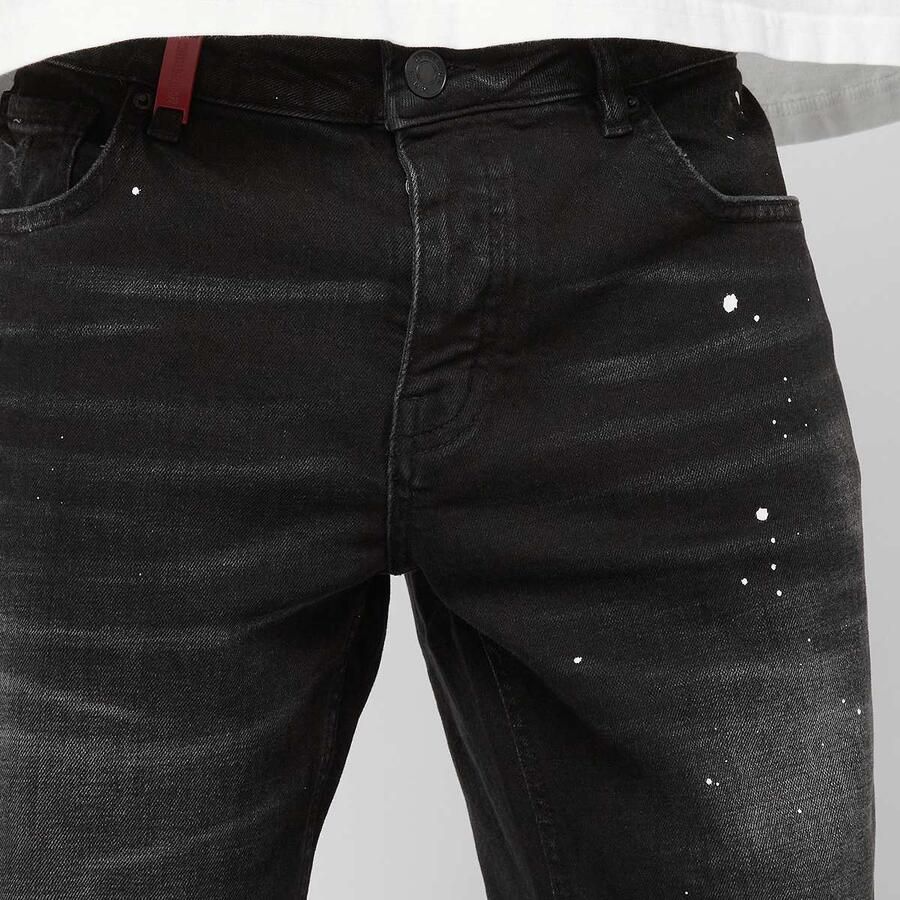 2Y STUDIOS Victor Ripped Slim Fit Jeans Men Spijkerbroeken zwart Kleding