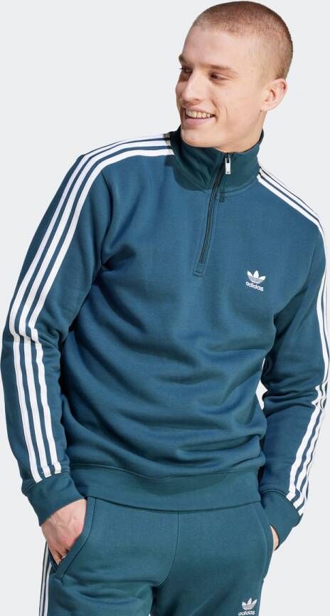 Adidas Originals Adicolor 3-stripes Half-zip Crew Sweatshirt Hooded vesten Kleding arctic night white maat: XL beschikbare maaten:S L XL