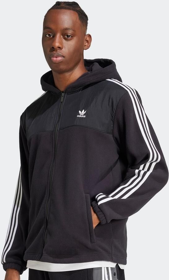Adidas Originals Adicolor 3-Stripes Teddy Fleece Hoodie-Jacket Men Hoodies & Sweaters zwart Maat L Kleding - Foto 3