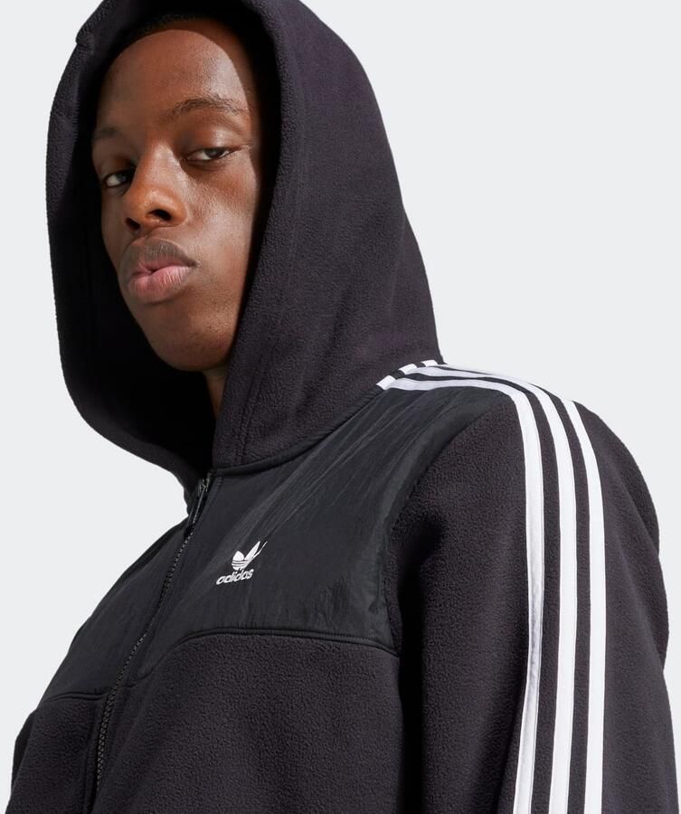 Adidas Originals Adicolor 3-Stripes Teddy Fleece Hoodie-Jacket Men Hoodies & Sweaters zwart Maat L Kleding