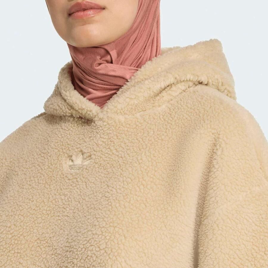 Adidas Originals Essentials Teddy Crop Hoodie Wo Hoodies & Sweaters beige Maat XS Kleding