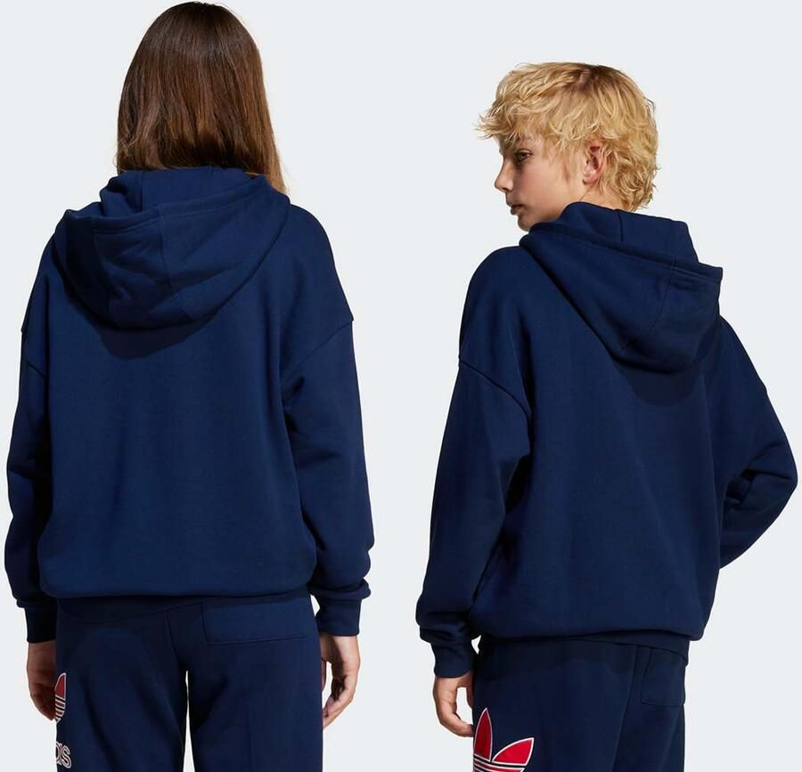 Adidas Originals Oversized Kinder Hoodie met Groot Logo Unisex Hoodies & Sweaters blauw Kleding