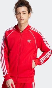 Adidas Originals Rode Sweater met Rits Logo en 3 Strepen Rood Heren