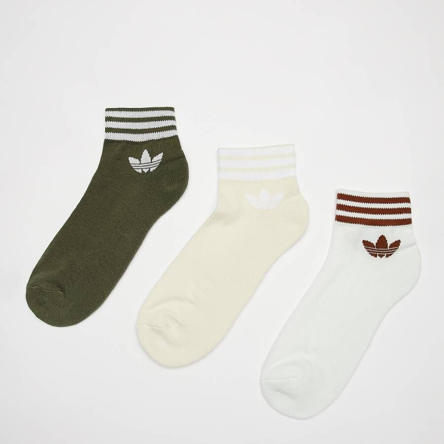 Adidas Originals Adicolor Trefoil Ankle Sokken (3 Pack) Middellang wonder white olive strata cloud white maat: 35-38 beschikbare maaten:35