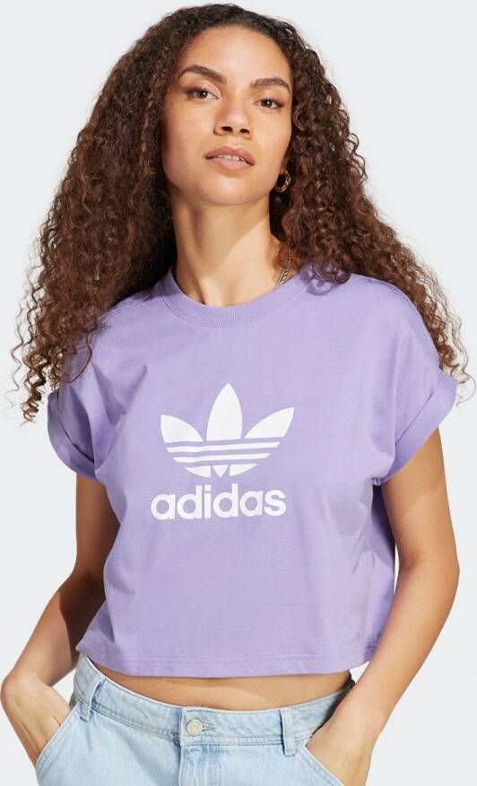 Adidas Originals Adicolor Trefoil Cropped T-shirt T-shirts Kleding magic lilac maat: S beschikbare maaten:S