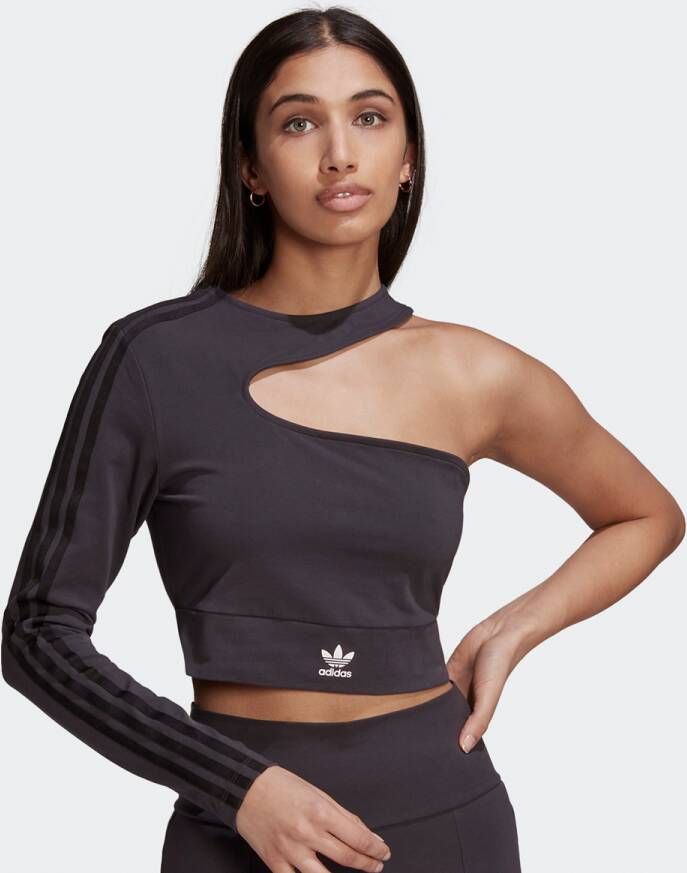 Adidas Originals Kort shirt met lange mouwen in one shoulder-look.