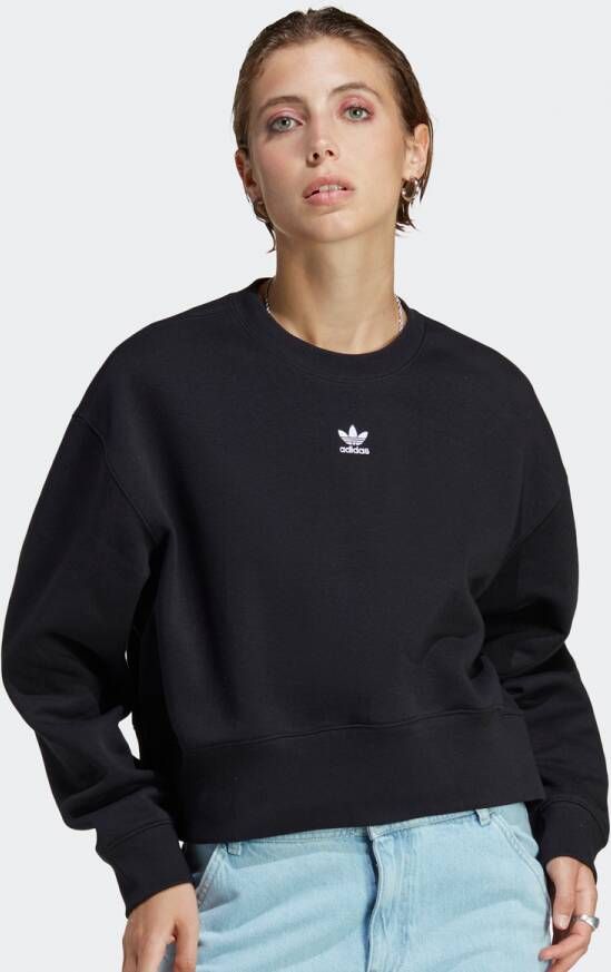 Adidas Originals Zwarte Oversized Sweater met Geborduurd Logo Zwart Dames