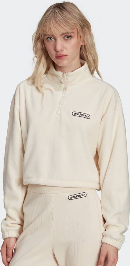 Adidas Originals Bluza Damska retro luxe 1 4 Zip bijgesneden trui trend Packamp Hl0047 36 Beige Dames