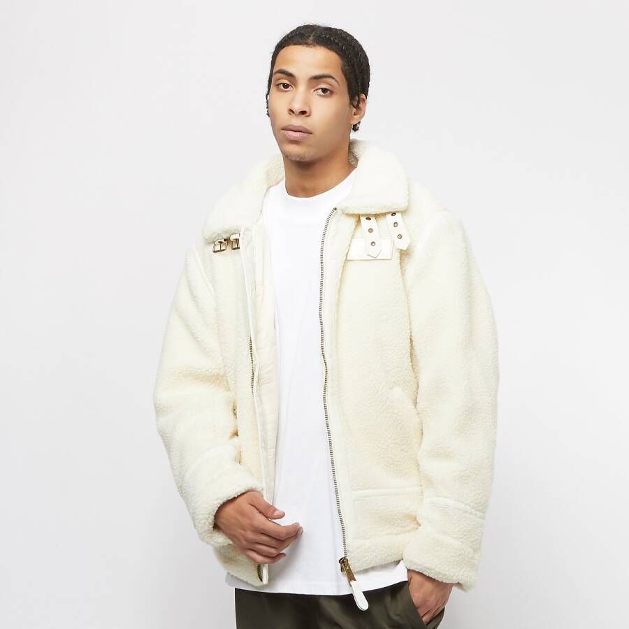 Alpha industries Off White Sherpa Jas met Gesp White Heren