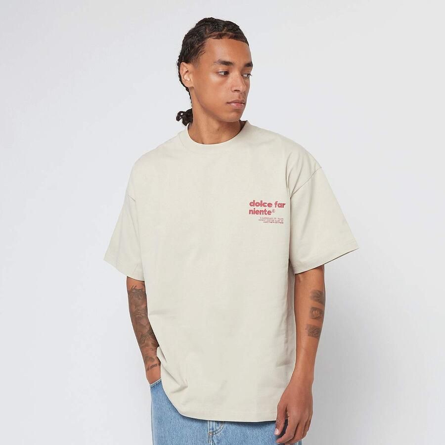 Another Cotton Lab Leisure Club Oversized T-Shirt Men T-Shirts & Polo's beige Maat XL Kleding