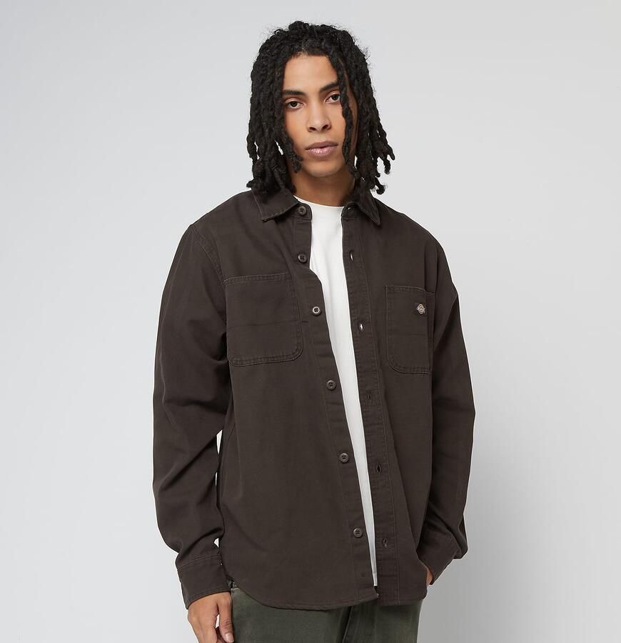 Dickies Duck Canvas Long Sleeve Shirt Men Overhemden bruin Maat S Kleding - Foto 3