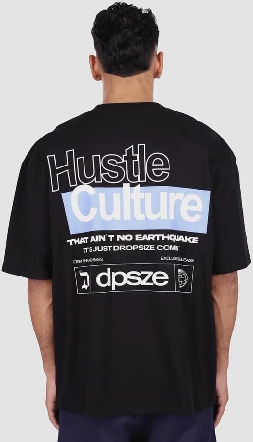 DropSize Heavy Oversize Hustle Culture T-Shirt Men T-Shirts & Polo's zwart Maat XL Kleding - Foto 3