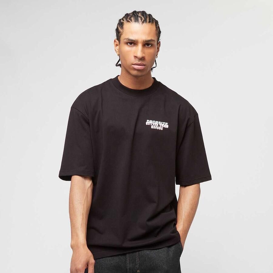 DropSize Heavy Oversized Bubble Font T-Shirt Men T-Shirts & Polo's zwart Maat S Kleding