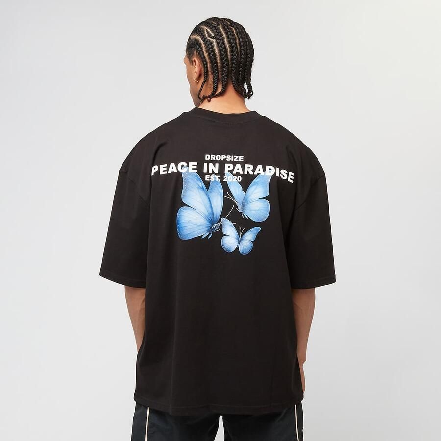 DropSize Heavy Oversized Butterflies Paradise T-Shirt Men T-Shirts & Polo's zwart Maat S Kleding - Foto 3