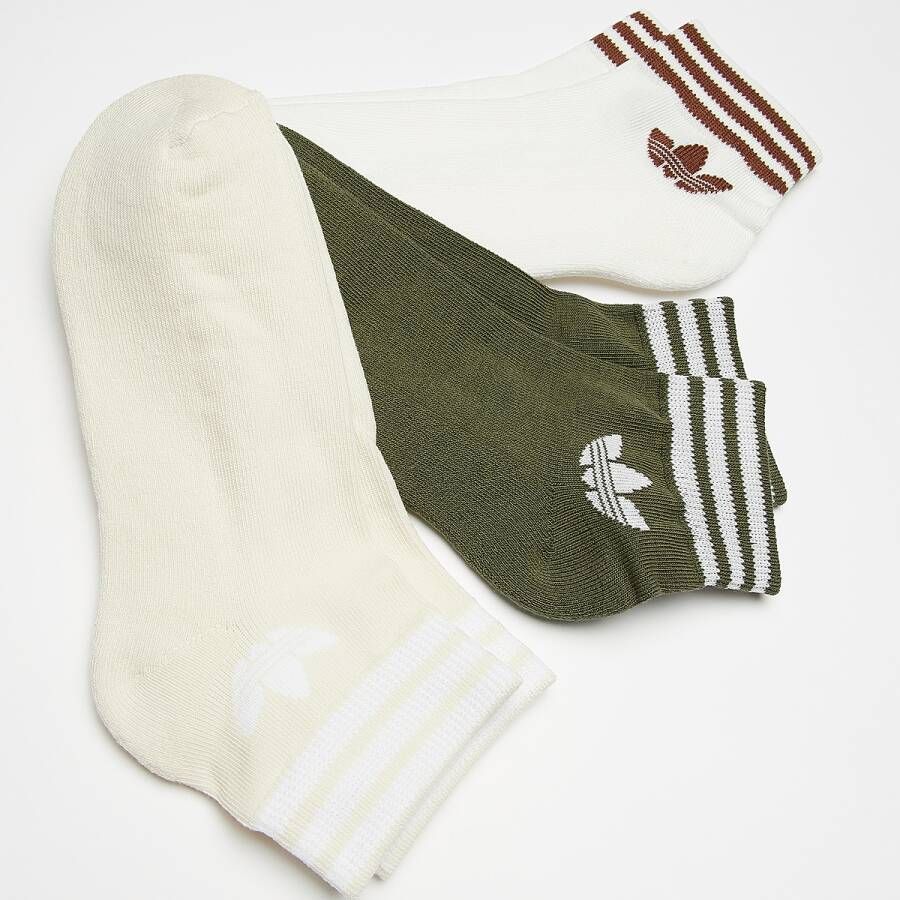 adidas Originals Adicolor Trefoil Ankle Sokken (3 Pack) Middellang Heren wonder white olive strata cloud white maat: 35-38 beschikbare maaten:35