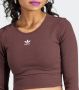 Adidas Originals Essentials Cropped Rib Longsleeve Longsleeves Kleding shadow brown maat: L beschikbare maaten:XS S M L - Thumbnail 5