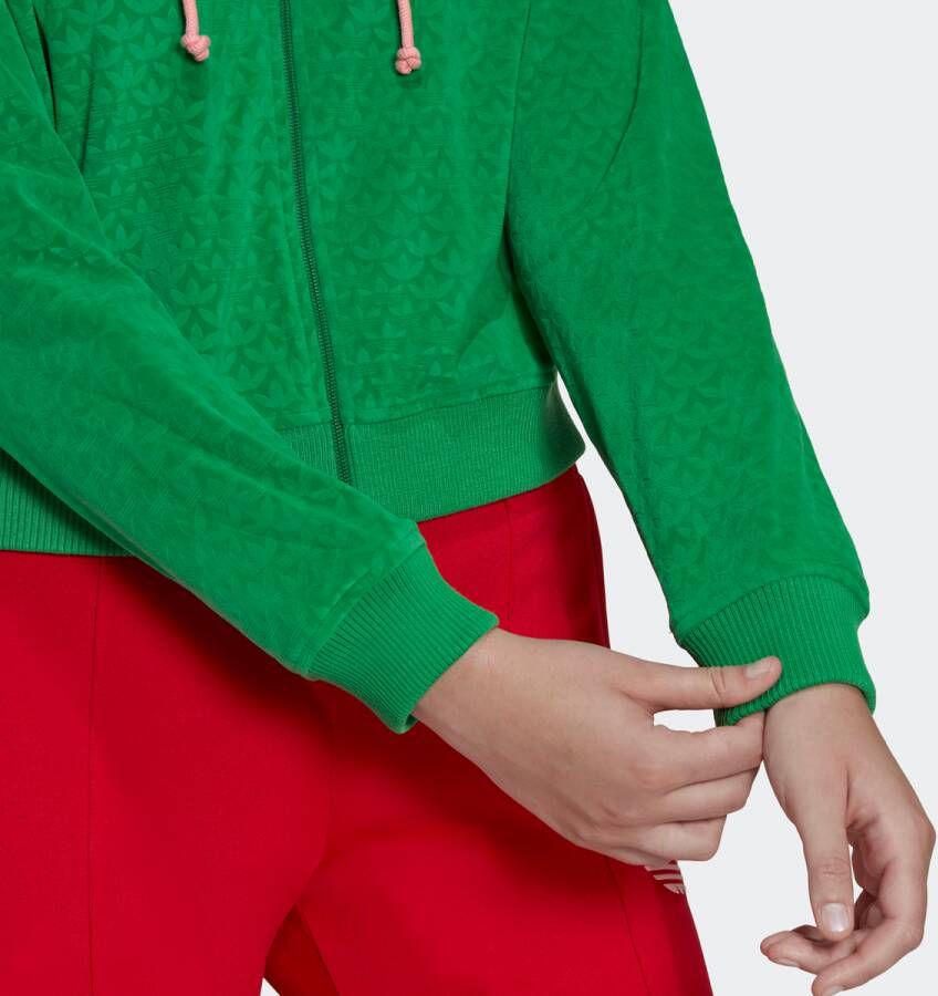 adidas Originals Velour Kapuzenjacke Hooded vesten Kleding green maat: M beschikbare maaten:XS M