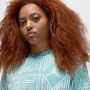 Jordan Geometrische Print Klassieke T-Shirt Blue Dames - Thumbnail 4