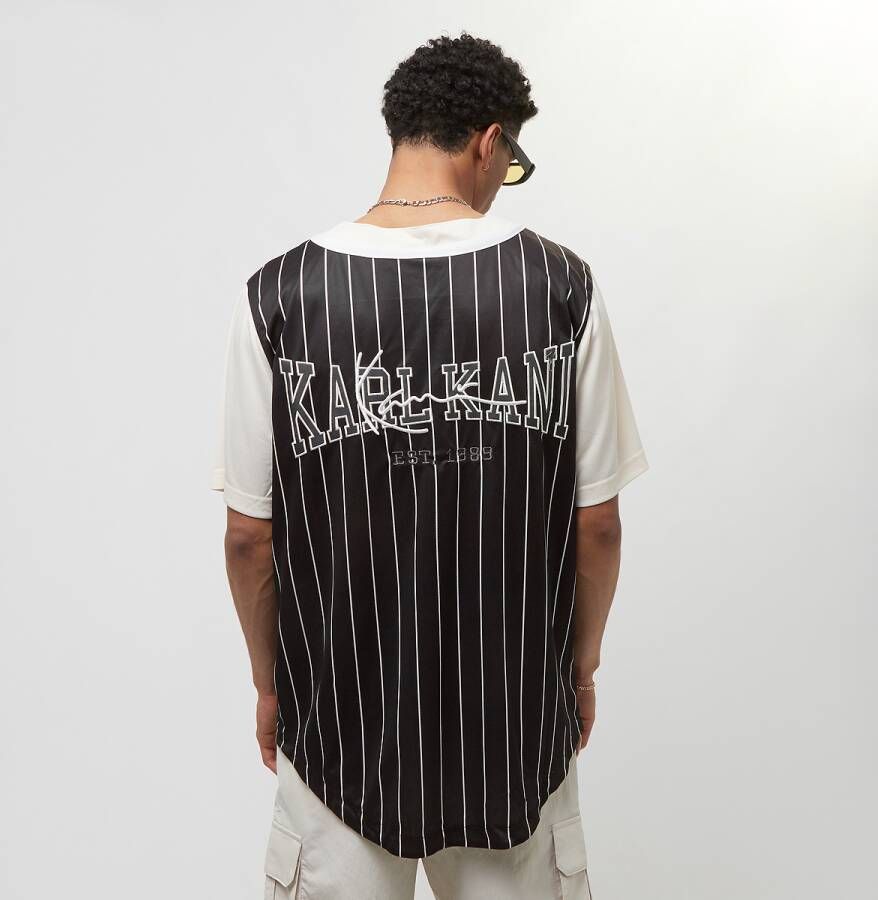 Karl Kani Og Block Pinstripe Baseball Shirt Korte mouwen Kleding black off white maat: L beschikbare maaten:S L