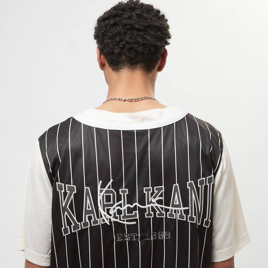 Karl Kani Og Block Pinstripe Baseball Shirt Korte mouwen Kleding black off white maat: L beschikbare maaten:S L