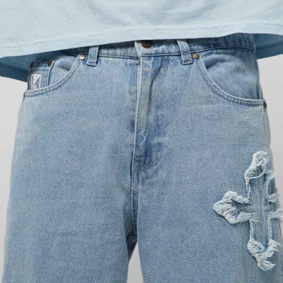 Karl Kani Og Distressed Cross Baggy Five Pocket Denim Spijkerbroeken Kleding light blue maat: 32 beschikbare maaten:32 36