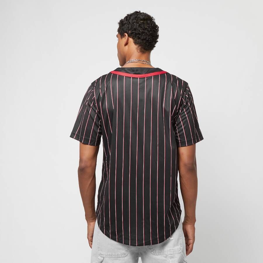 Karl Kani Serif Pinstripe Baseball Shirt Korte mouwen Kleding black red white maat: M beschikbare maaten:S M L XL