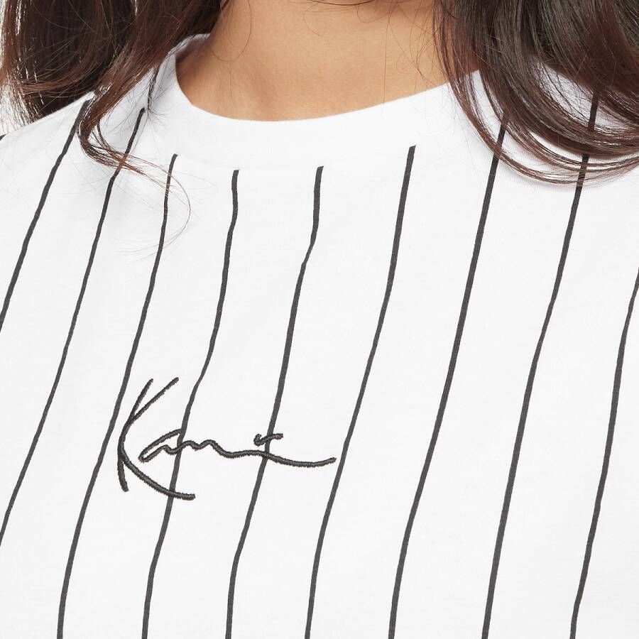 Karl Kani Small Signature Essential Pinstripe Os Tee T-shirts Kleding white black maat: XS beschikbare maaten:XS M