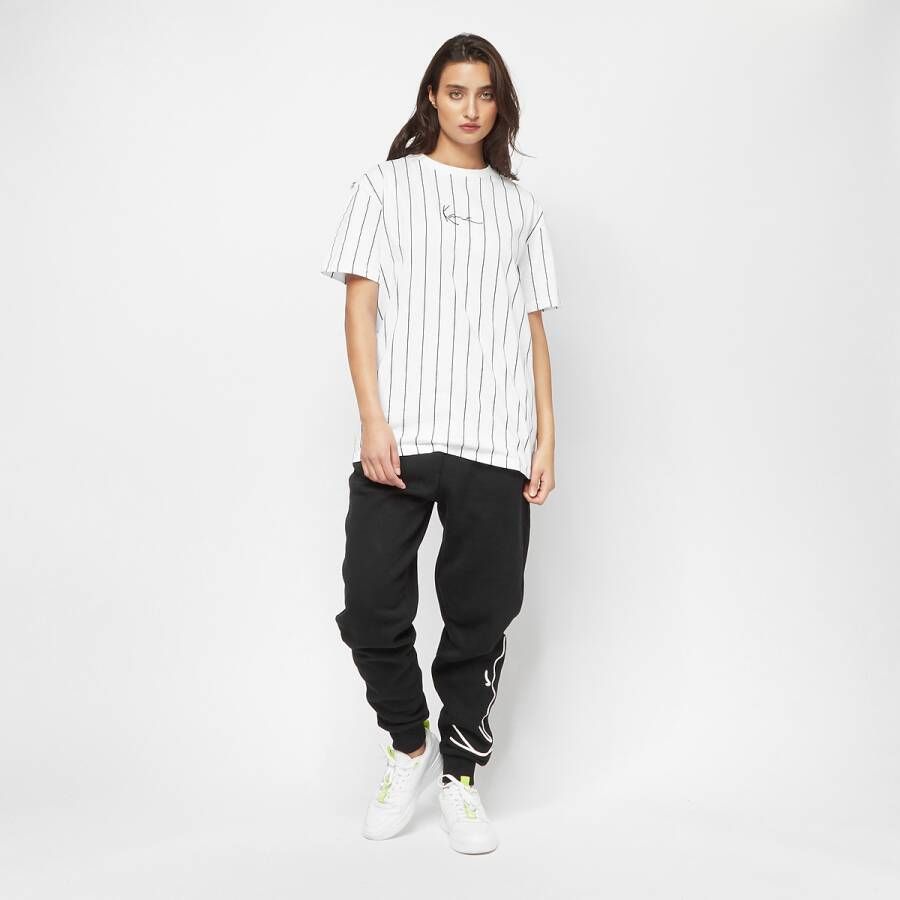Karl Kani Small Signature Essential Pinstripe Os Tee T-shirts Kleding white black maat: XS beschikbare maaten:XS M