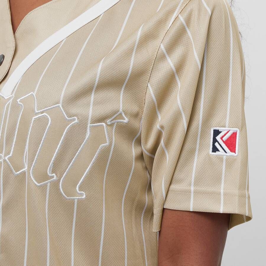 Karl Kani Woven Signature Old English Baseball Dress Jurken Kleding taupe white maat: S beschikbare maaten:S XS M L
