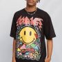 Market Smiley Print Zwart Tee Katoenen T-shirt Multicolor Heren - Thumbnail 3