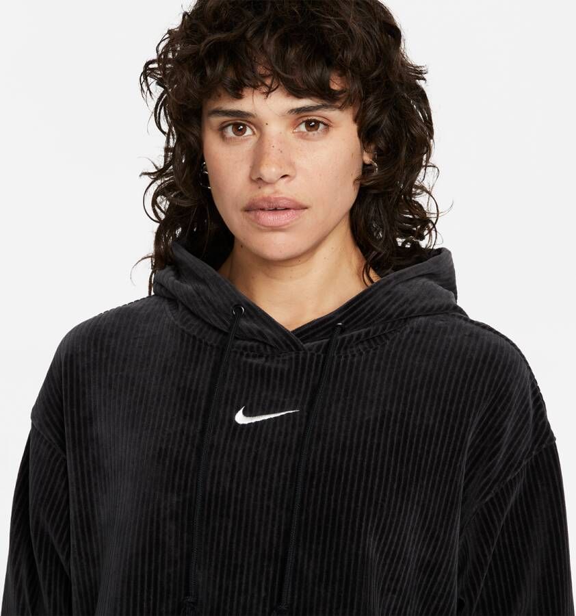 Nike Sportswear Women's Velour Cropped Pullover Hoodie Hoodies Kleding black sail maat: XS beschikbare maaten:XS