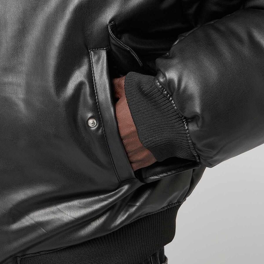 FAVELA Vegan Leather Basic Bomber Men Bomberjacks zwart Maat XL Kleding - Foto 2
