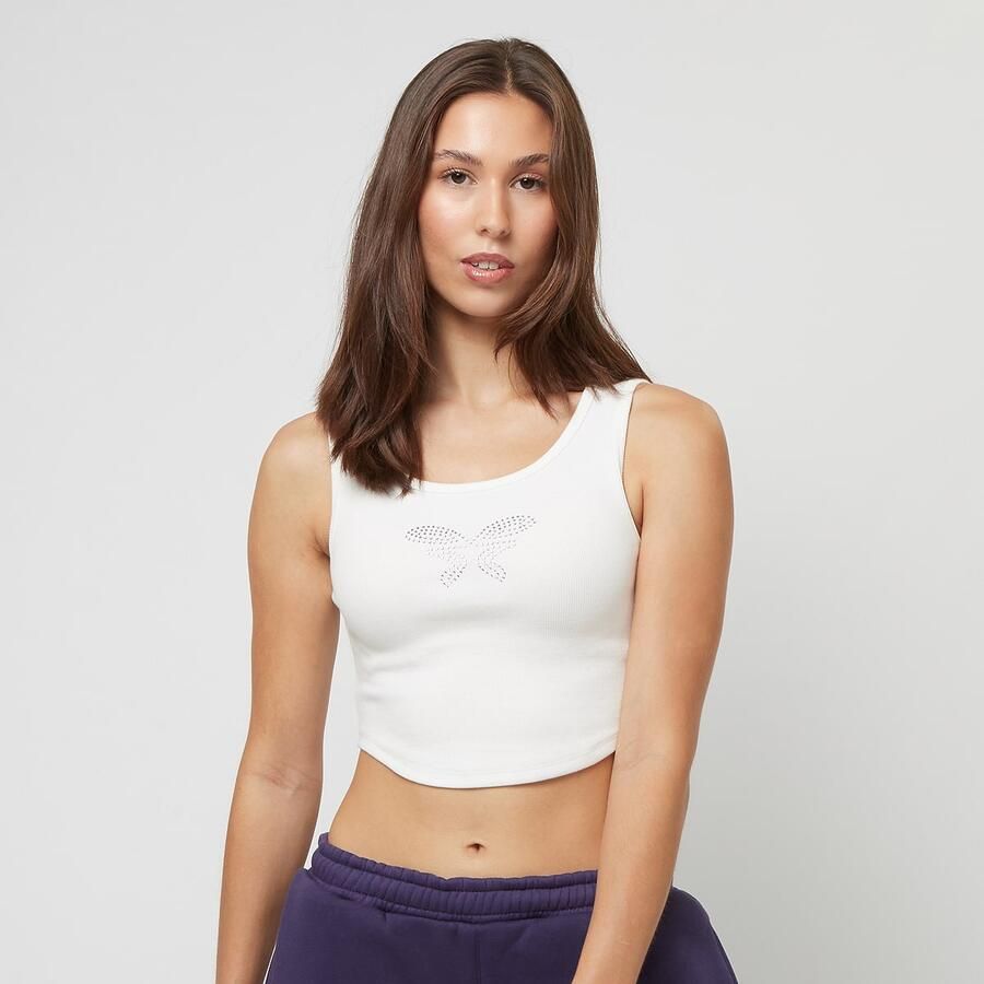 Felicious Cropped Tanktop Rhinestones Women Tops wit Maat M Kleding - Foto 3