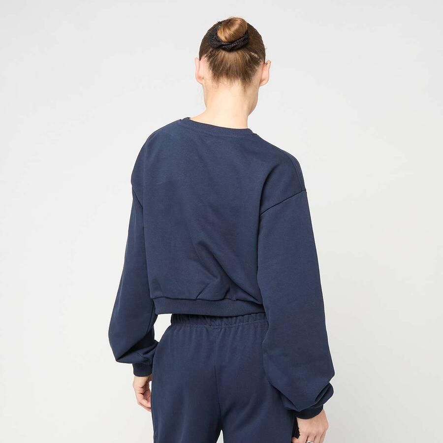 Felicious Cropped Terry Crewneck Wo Hoodies & Sweaters blauw Maat XS Kleding