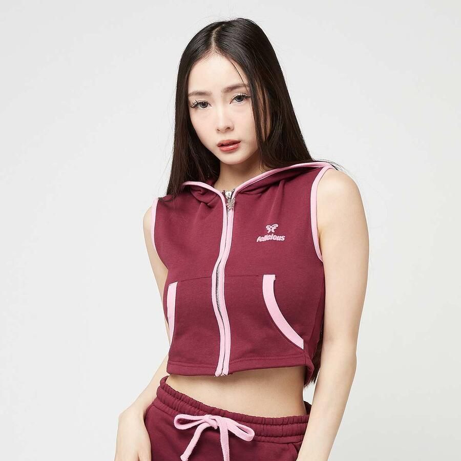 Felicious Cropped Zip Hoodie Top Wo Hoodies & Sweaters rood Maat XXS Kleding - Foto 3