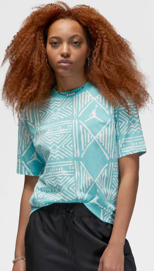 Jordan Geometrische Print Klassieke T-Shirt Blue Dames