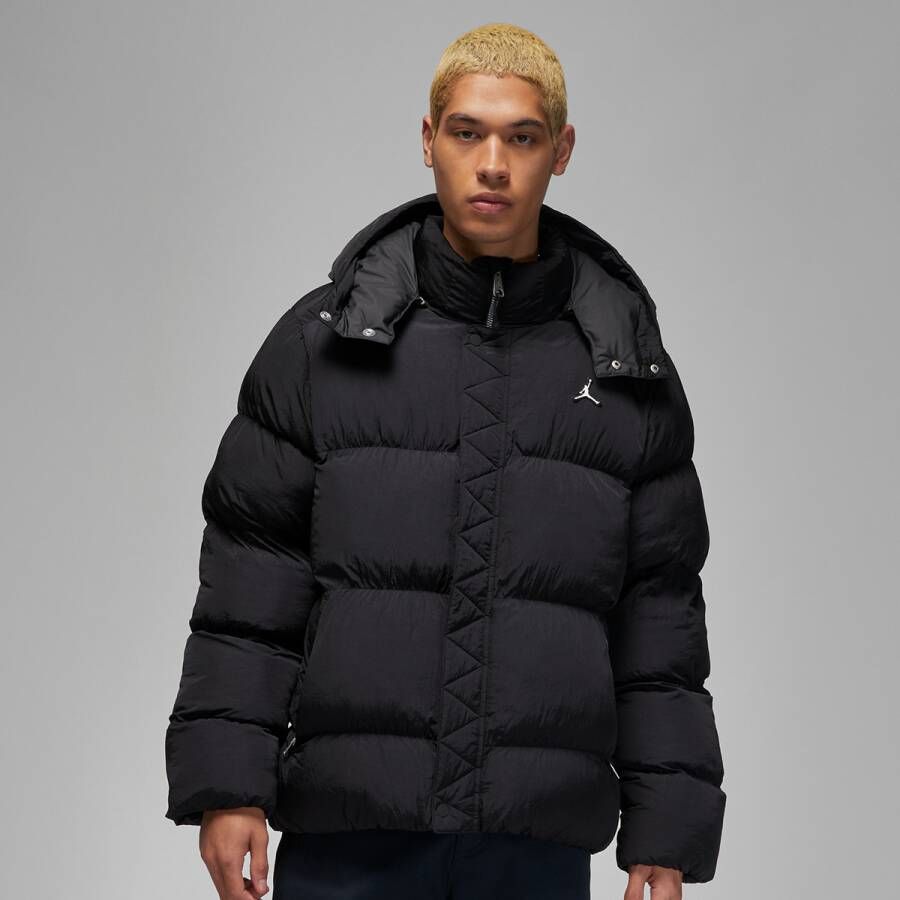 Jordan Zwarte Statement Puffer Jas met Capuchon Black Heren