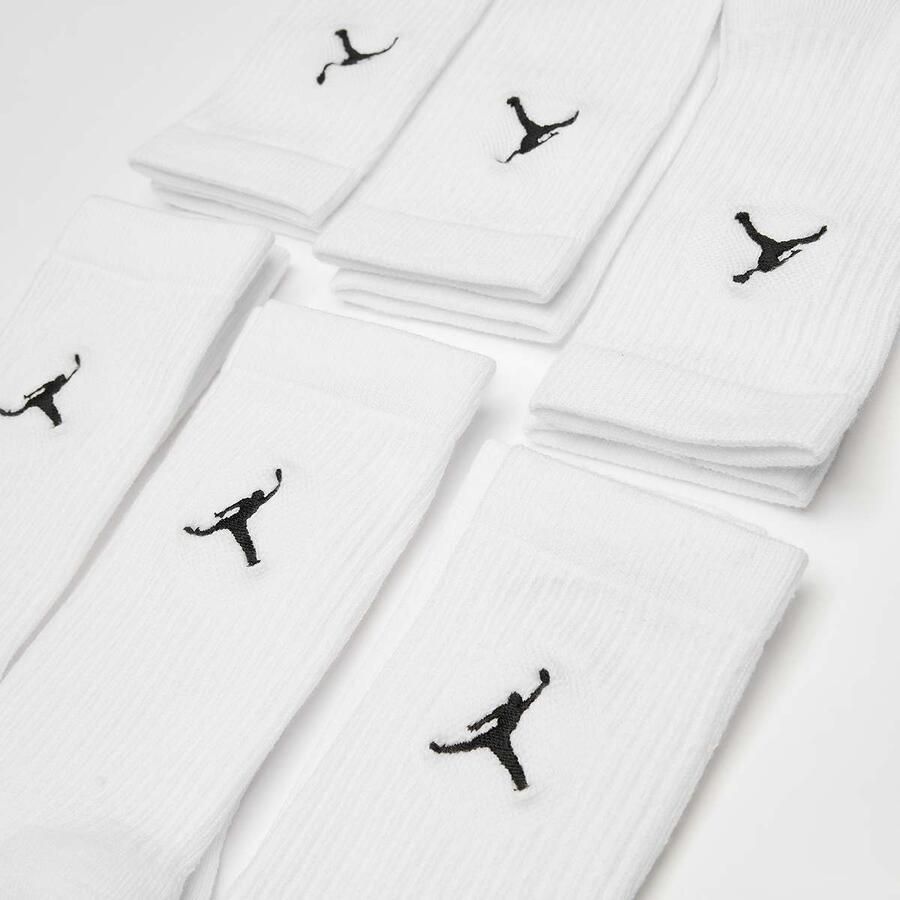 Jordan 6 PACK Everyday Cushioned Crew Socks Unisex Sokken wit Maat 38-42 Kleding