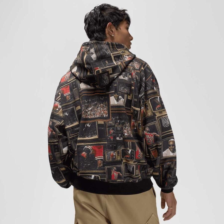 Jordan All Over Print Fleece Hoodie Men Hoodies & Sweaters zwart Maat XL Kleding