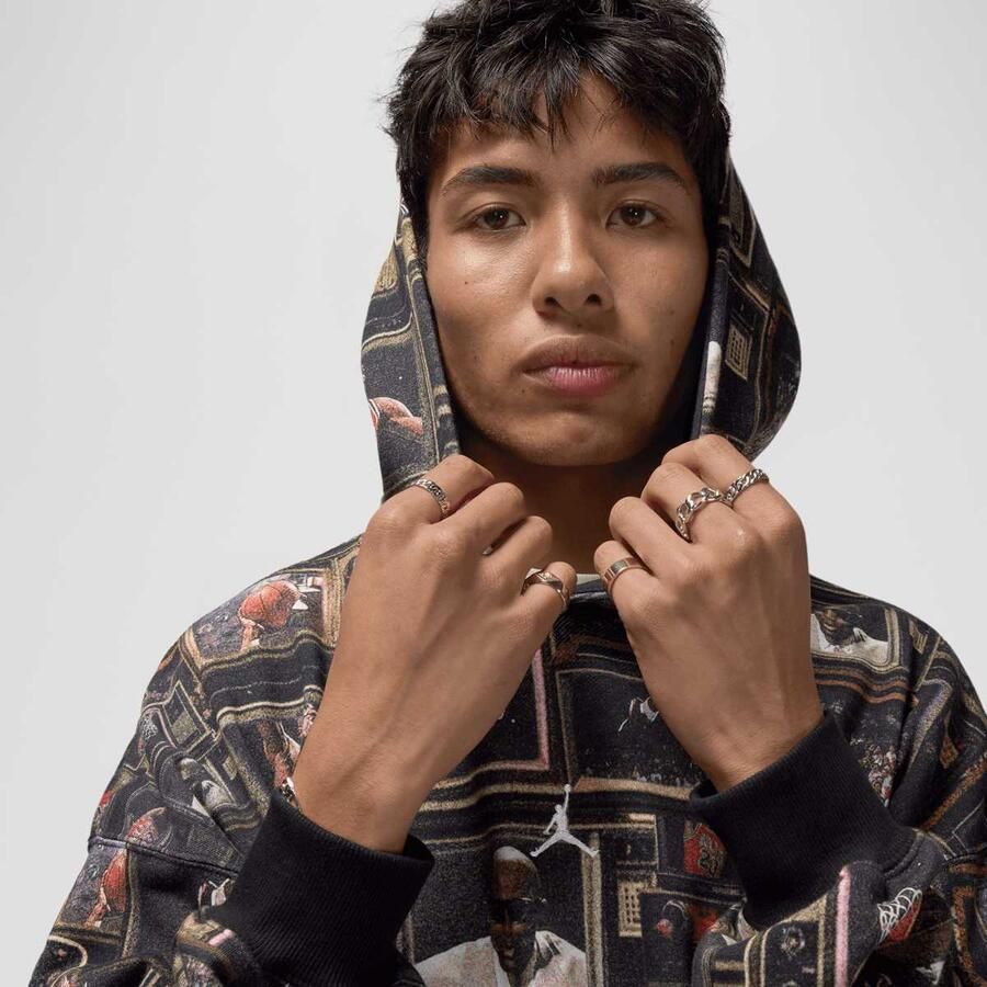 Jordan All Over Print Fleece Hoodie Men Hoodies & Sweaters zwart Maat XL Kleding - Foto 2